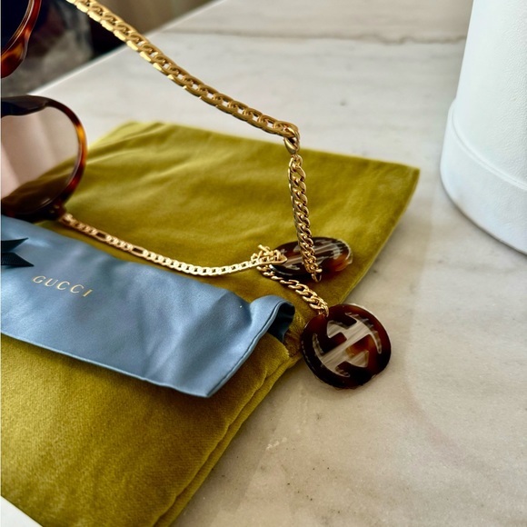 NWT GUCCI 56 mm Brown Multi Sunglasses with logo charms. - Picture 7 of 14